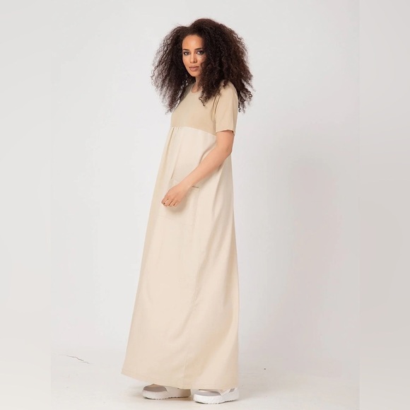 Adeptt MASUMI Short Sleeved Linen Maxi Dress in White NWOT Sz Large - Picture 12 of 12